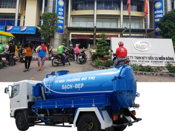 Rút hầm cầu và xử lý nghẹt bồn cầu tại bến xe Miền Đông