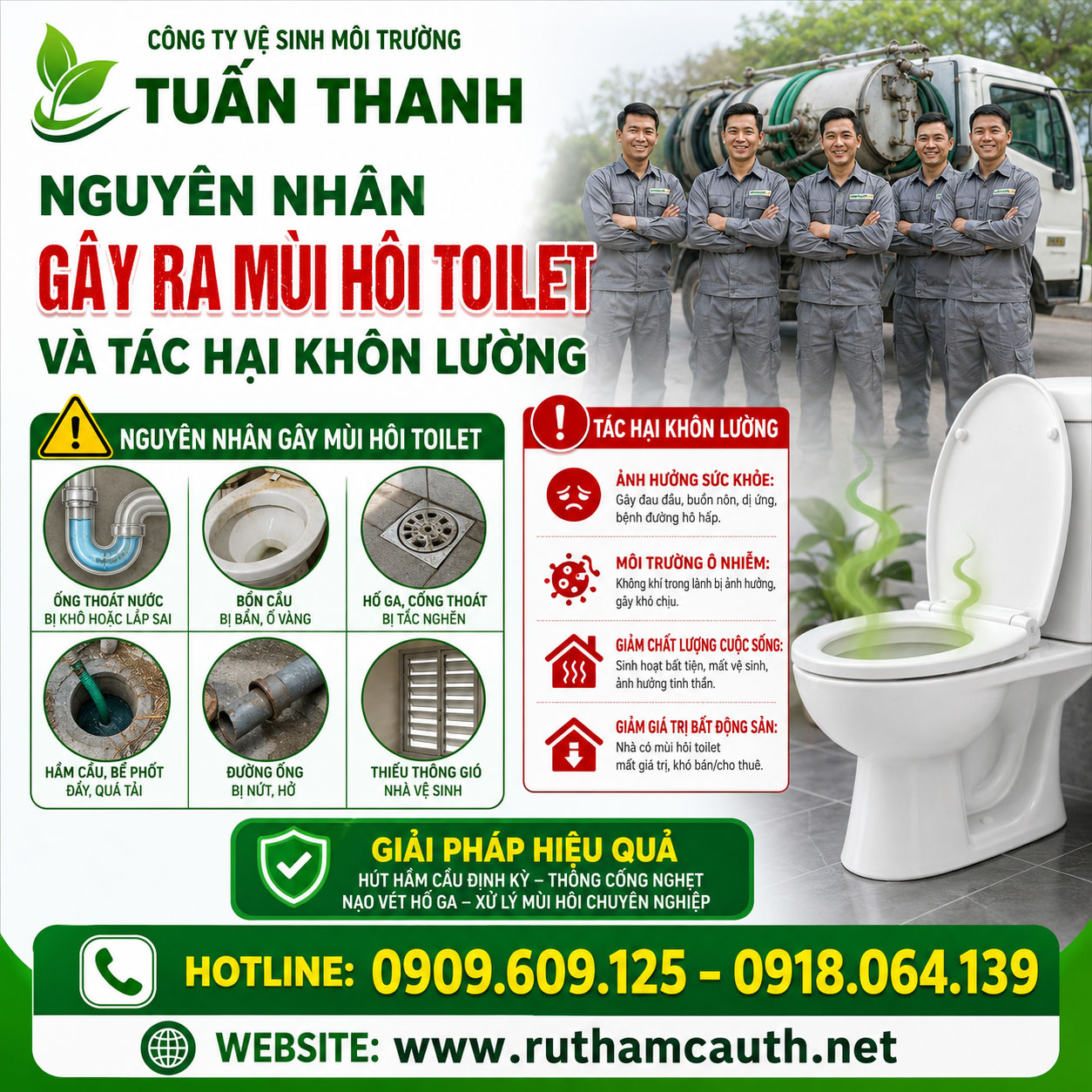 Nguyên nhân gây ra mùi hôi toilet và tác hại khôn lường