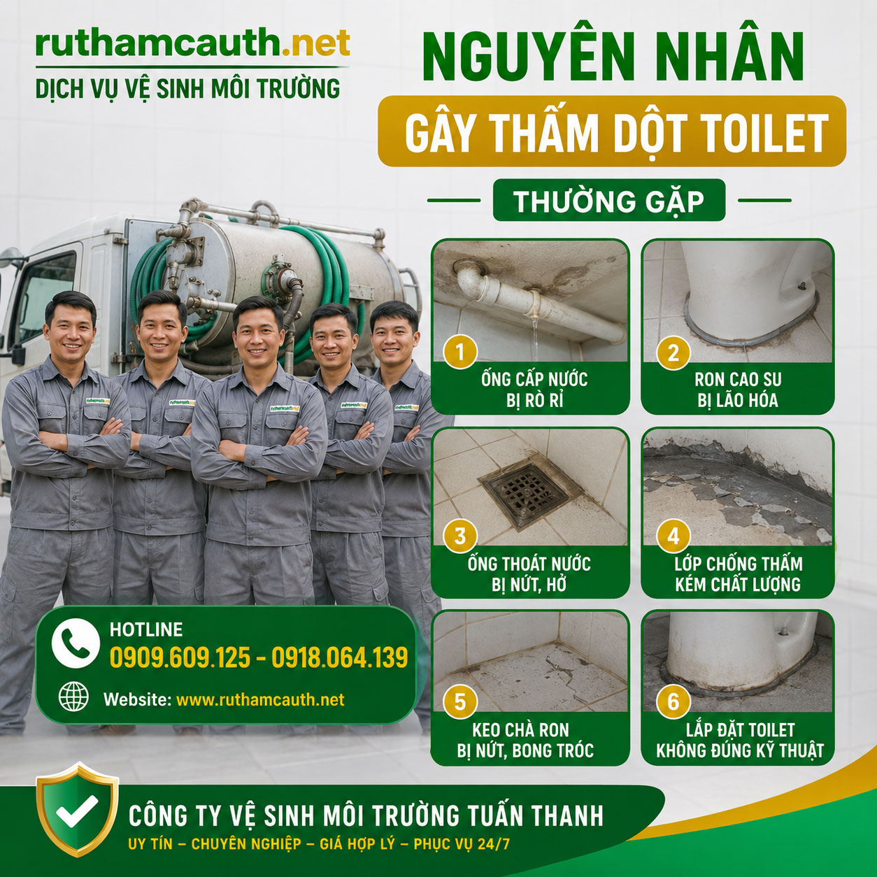 Nguyên Nhân Gây Thấm Dột Toilet Thường Gặp