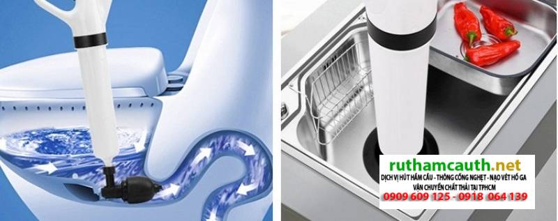 Dụng Cụ Thông Tắc Bồn Cầu Bằng Khí Nén Phổ Biến