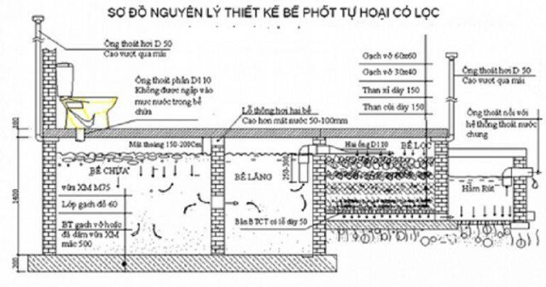 Kích Thước Hầm Cầu 2 Ngăn, 3 Ngăn Đạt Chuẩn Cho Hộ Gia Đình