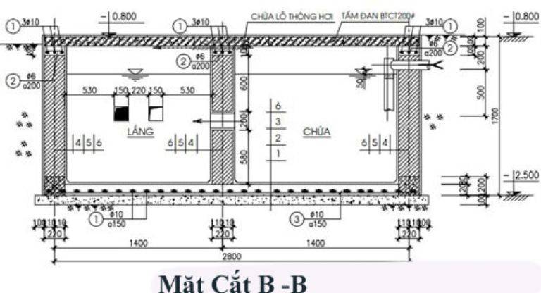 Bể Phốt 3 Ngăn Tiêu Chuẩn: Bản Cad thiết kế, xây đạt tiêu chuẩn