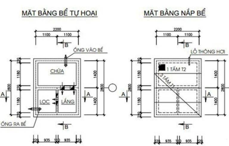 Bể Phốt 3 Ngăn Tiêu Chuẩn: Bản Cad thiết kế, xây đạt tiêu chuẩn