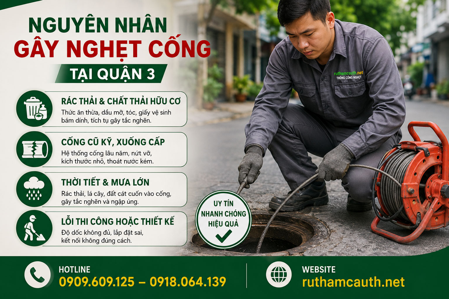 Nguyên Nhân Gây Nghẹt Cống Tại Quận 3