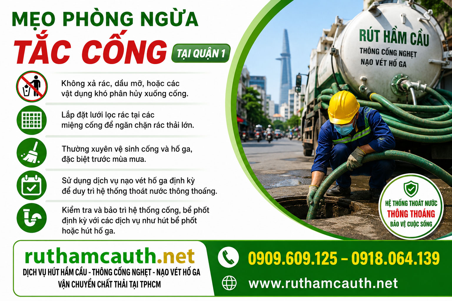 Mẹo Phòng Ngừa Tắc Cống Tại Quận 1