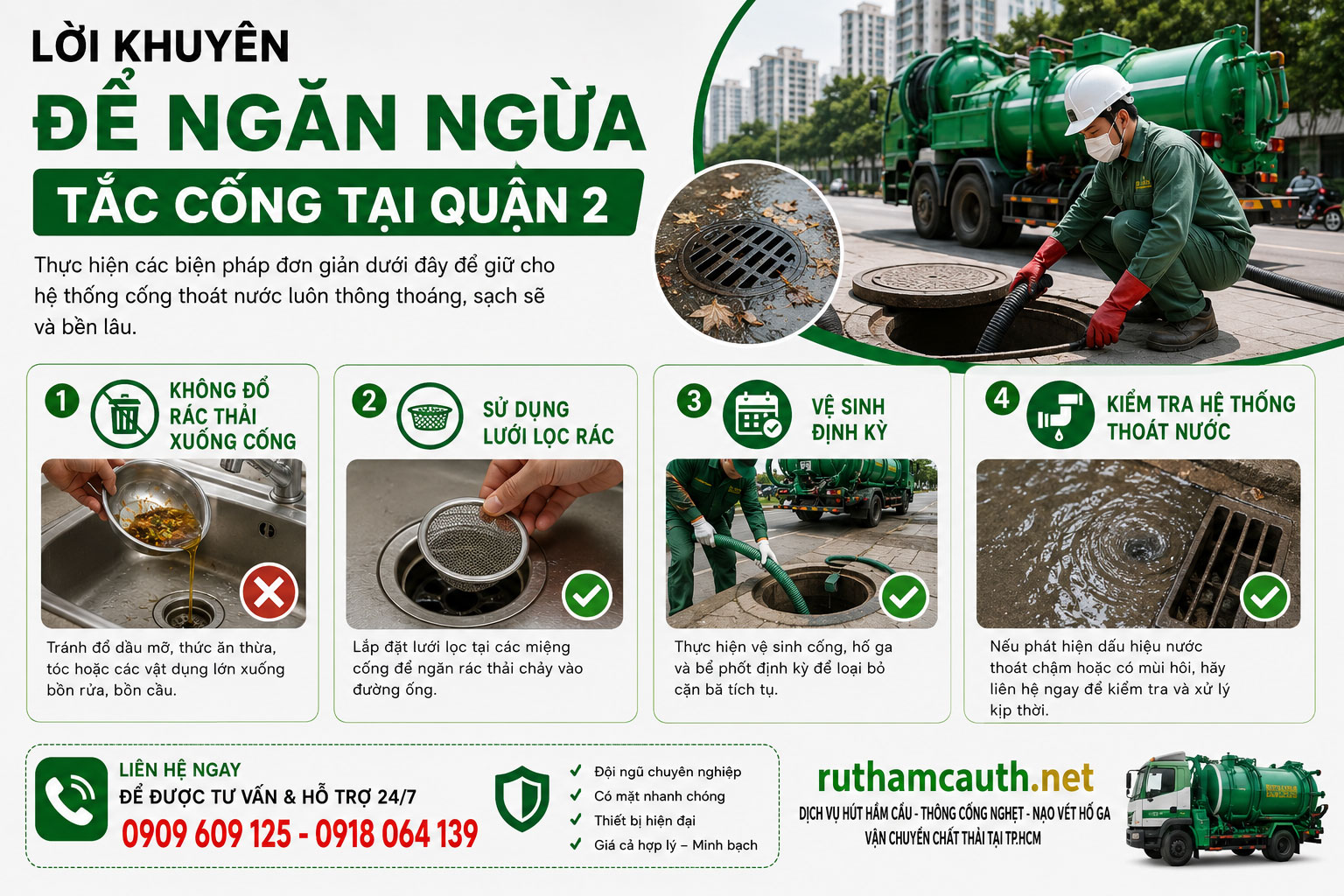Lời Khuyên Để Ngăn Ngừa Tắc Cống Tại Quận 2