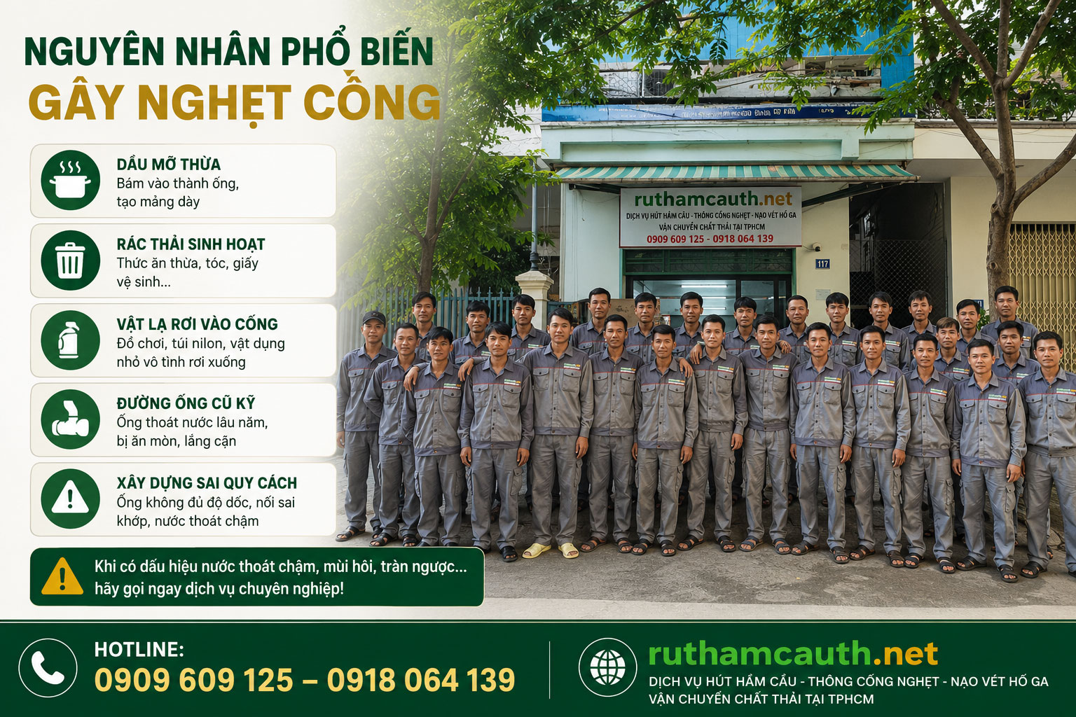 Nguyên nhân phổ biến gây nghẹt cống