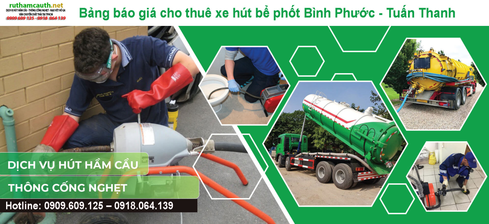 Bảng báo giá cho thuê xe hút bể phốt Bình Phước