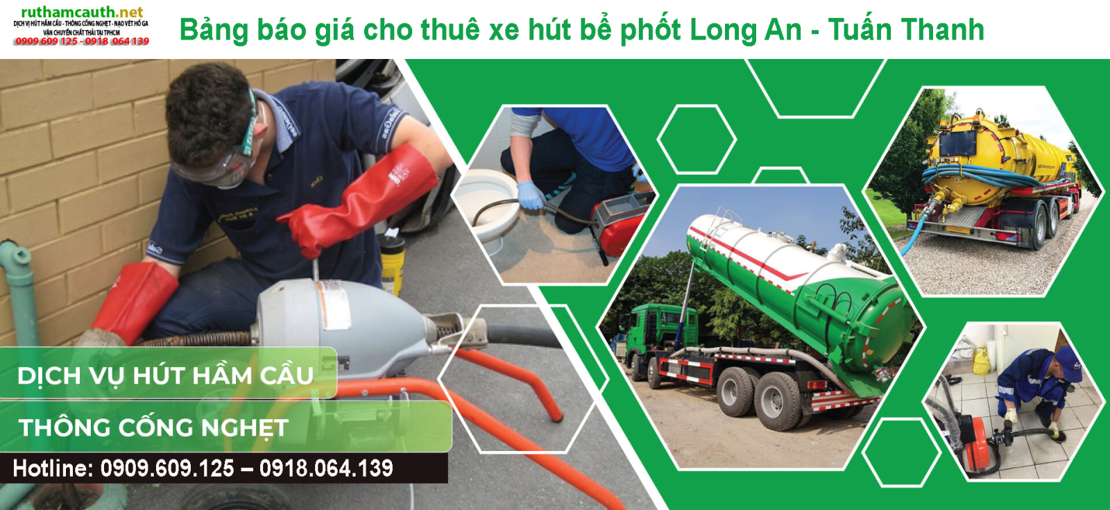 Bảng báo giá cho thuê xe hút bể phốt Long An