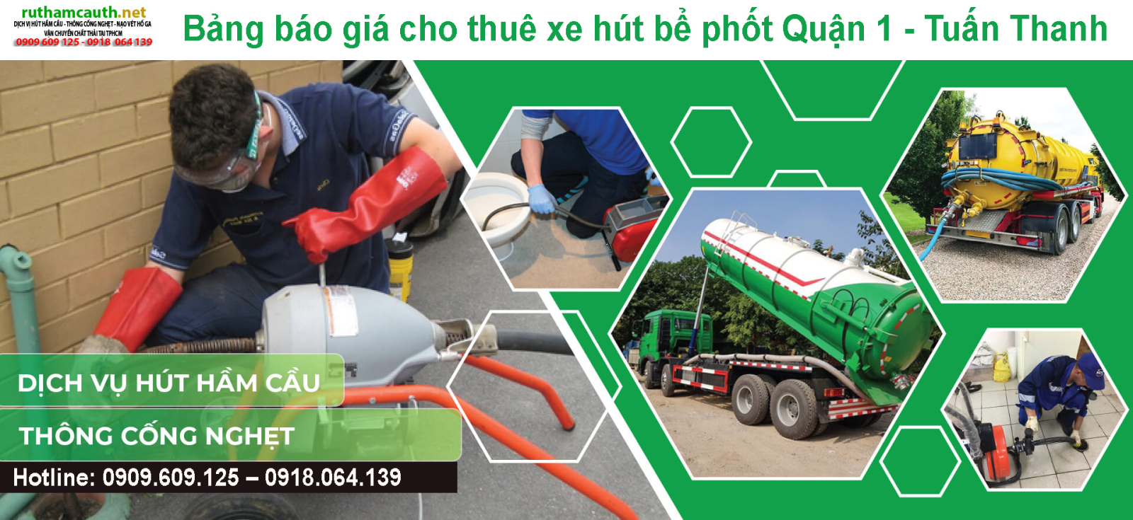 Bảng báo giá cho thuê xe hút bể phốt Quận 1