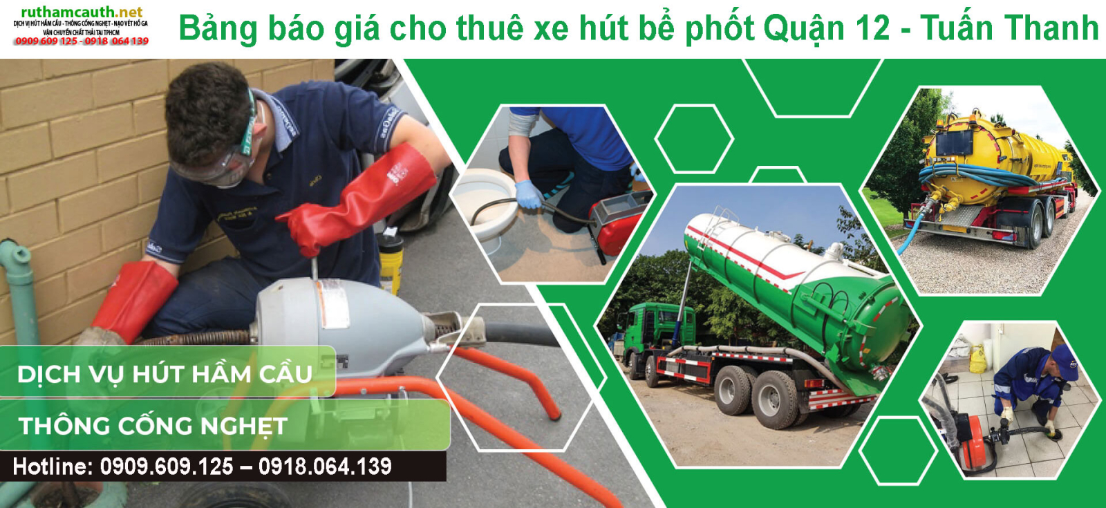 Bảng báo giá cho thuê xe hút bể phốt Quận 12