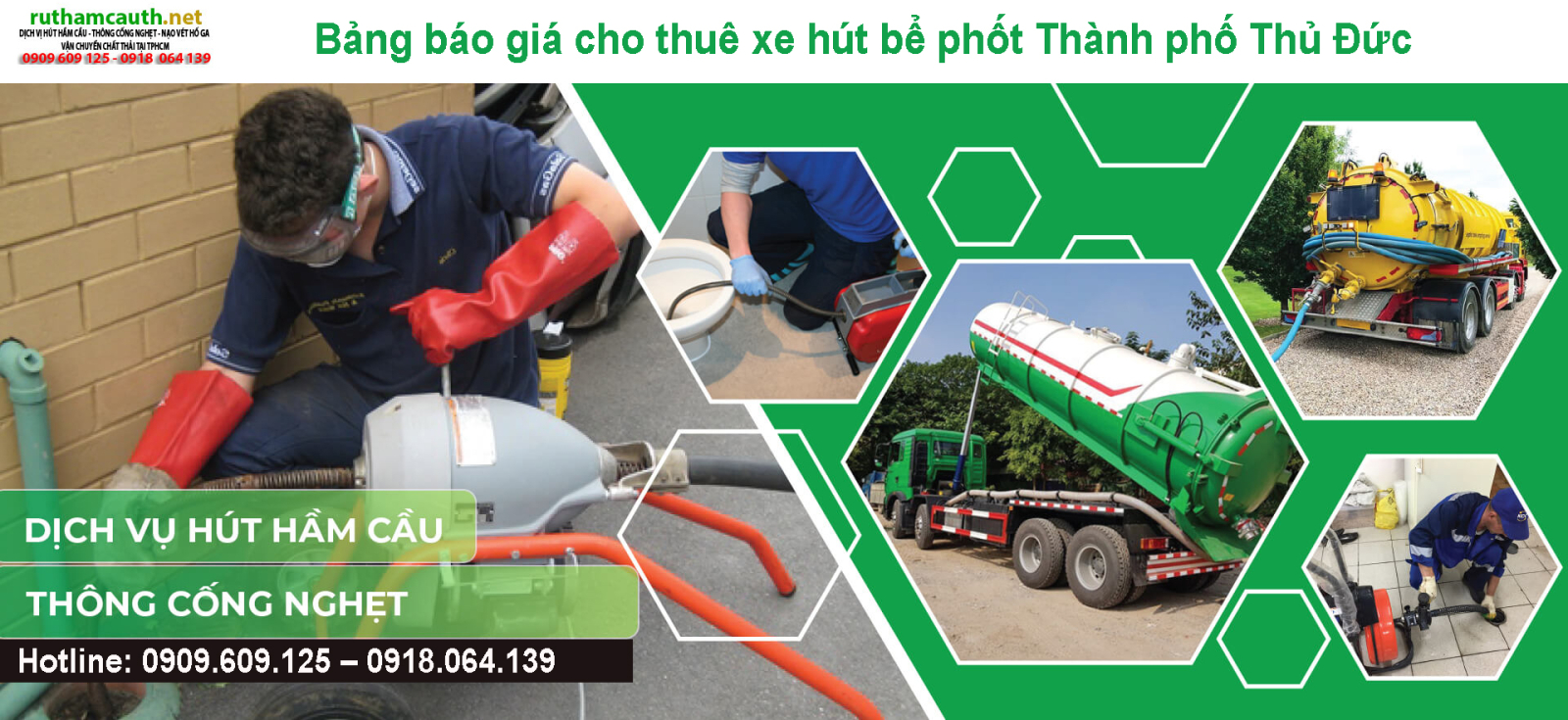 Bảng báo giá cho thuê xe hút bể phốt Thành phố Thủ Đức