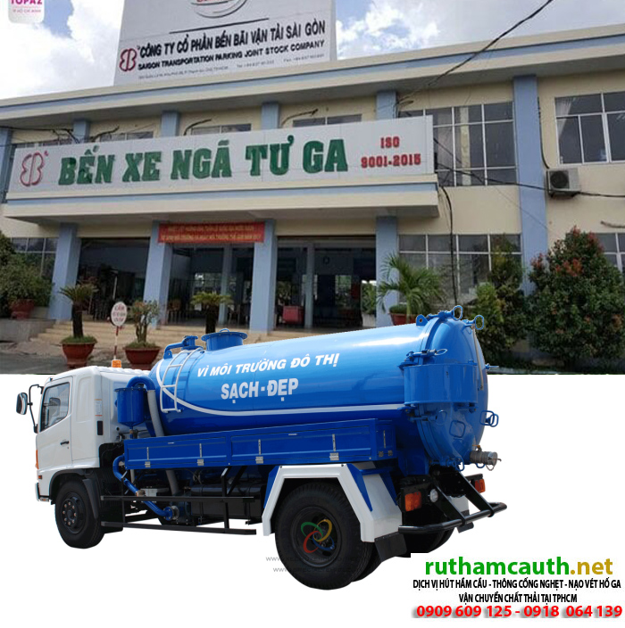Rút hầm cầu bồn cầu tại bến xe Ngã Tư Ga