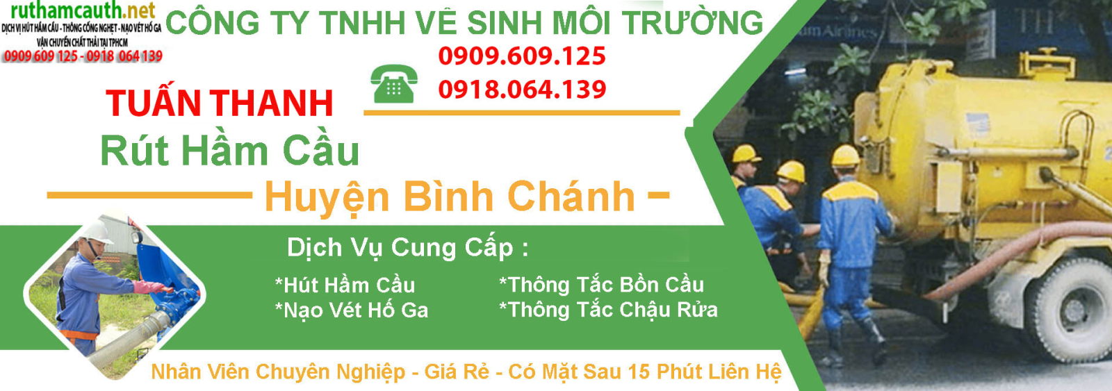 Bảng Báo Giá Dịch Vụ Rút hầm cầu Bình Chánh
