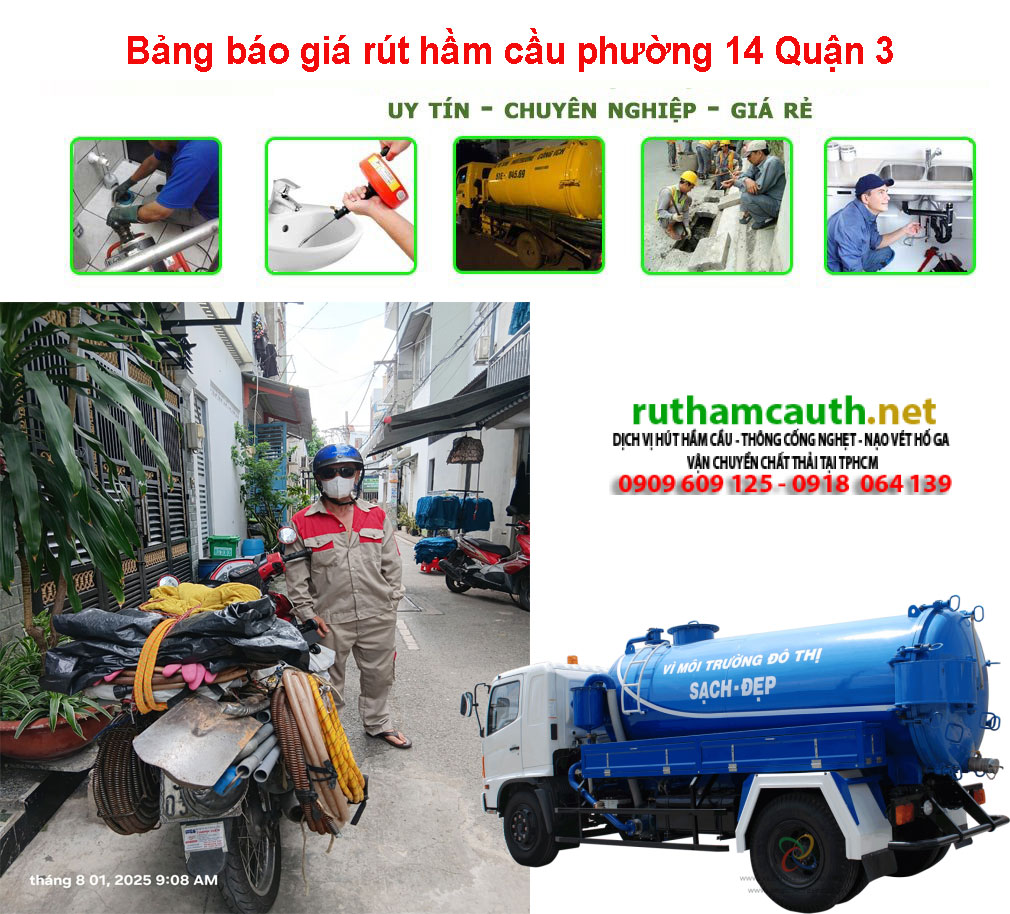  Bảng báo giá rút hầm cầu phường 14 Quận 3