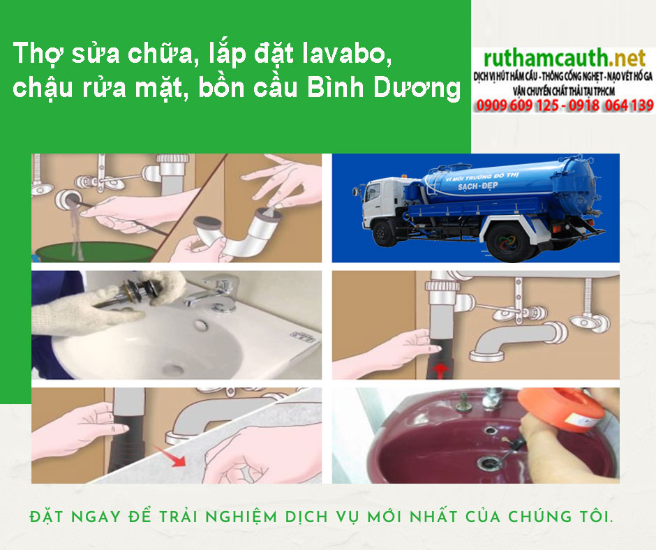 Thợ sửa chữa, lắp đặt lavabo, chậu rửa mặt, bồn cầu Bình Dương
