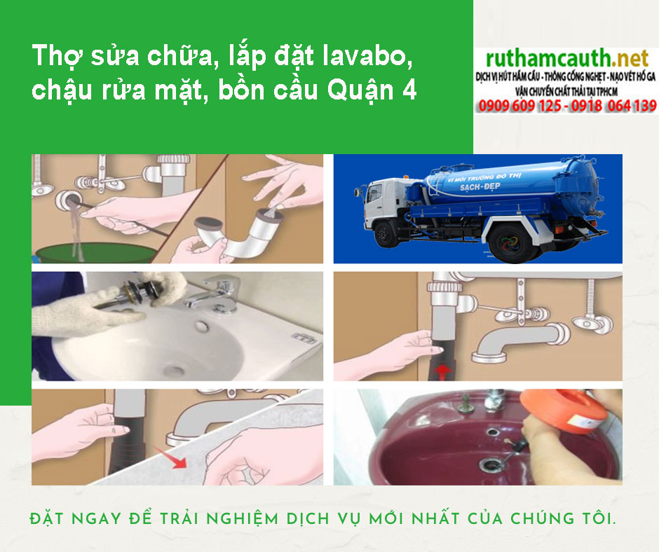 Thợ sửa chữa, lắp đặt lavabo, chậu rửa mặt, bồn cầu Quận 4