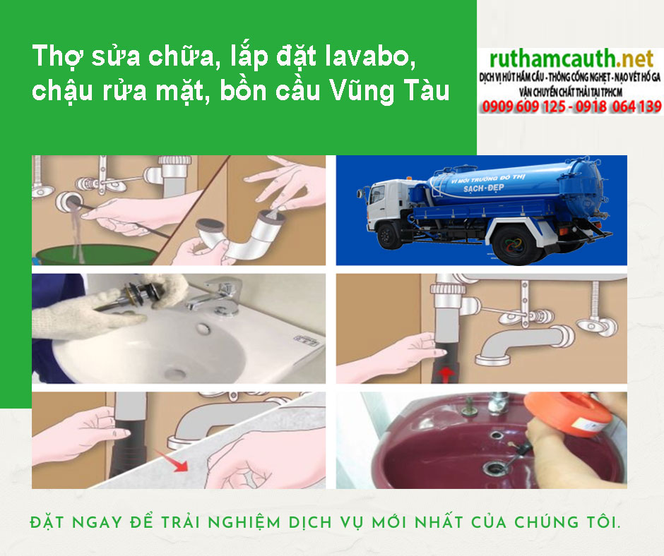 Thợ sửa chữa, lắp đặt lavabo, chậu rửa mặt, bồn cầu Vũng Tàu
